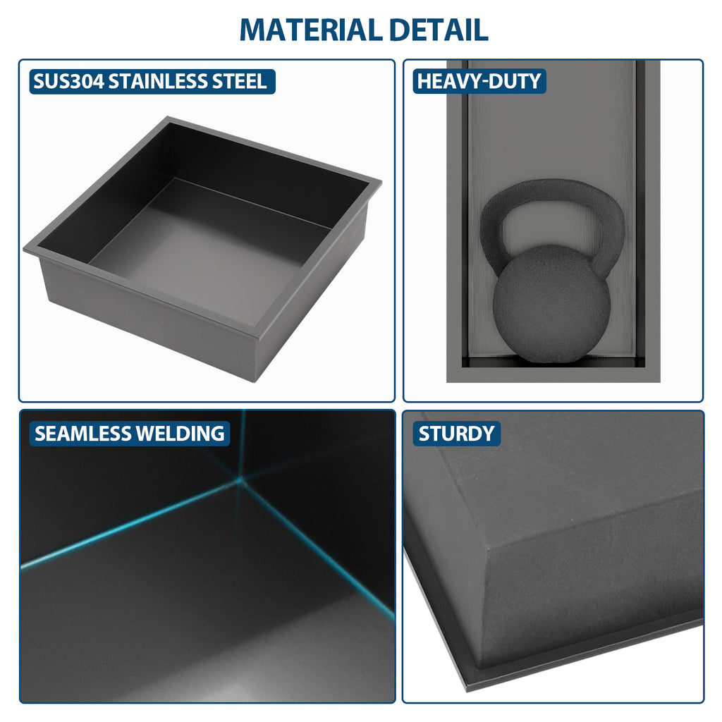 12" x 12" Stainless Steel Shower Niche - Gunmetal