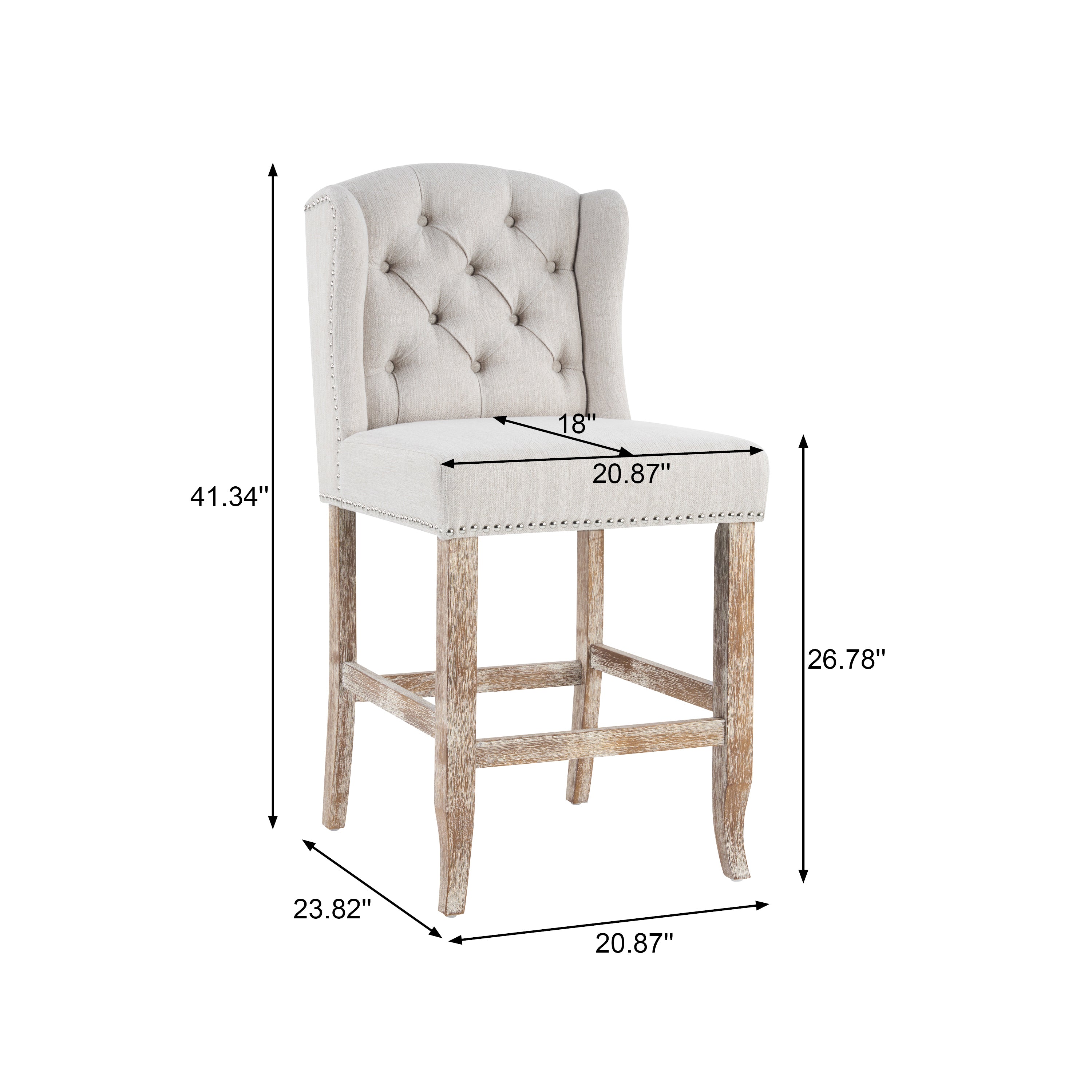 Vienna Contemporary Fabric Tufted Wingback Counter Stools
