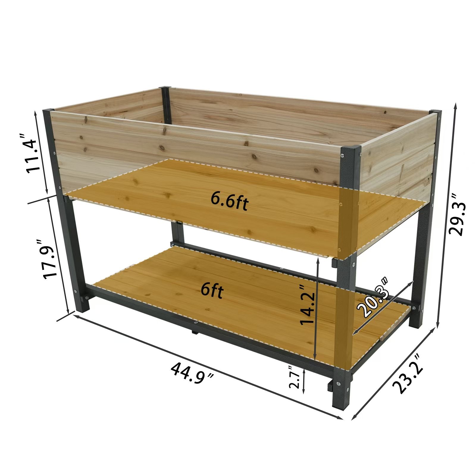 45" Iron-Wood Combined Growing Beds with Storage Racks