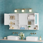 55 Inch Mirror Medicine Cabinet with Open Shelves