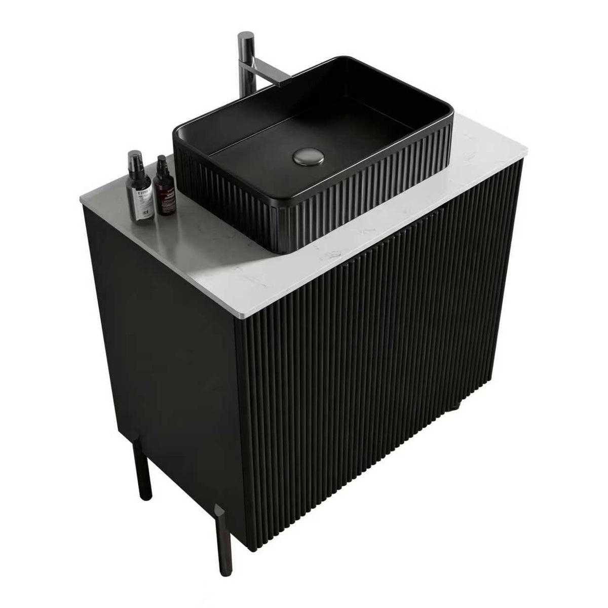 Torino 30-Inch Bathroom Vanity with Ceramic Sink, Black and White