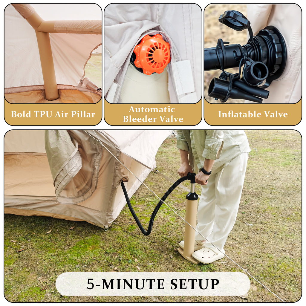 Inflatable Tent With Pump, Glamping Tents For 4-6 Person