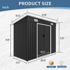 8x4ft Metal Shed, Sliding Door Galvanized Steel Shed