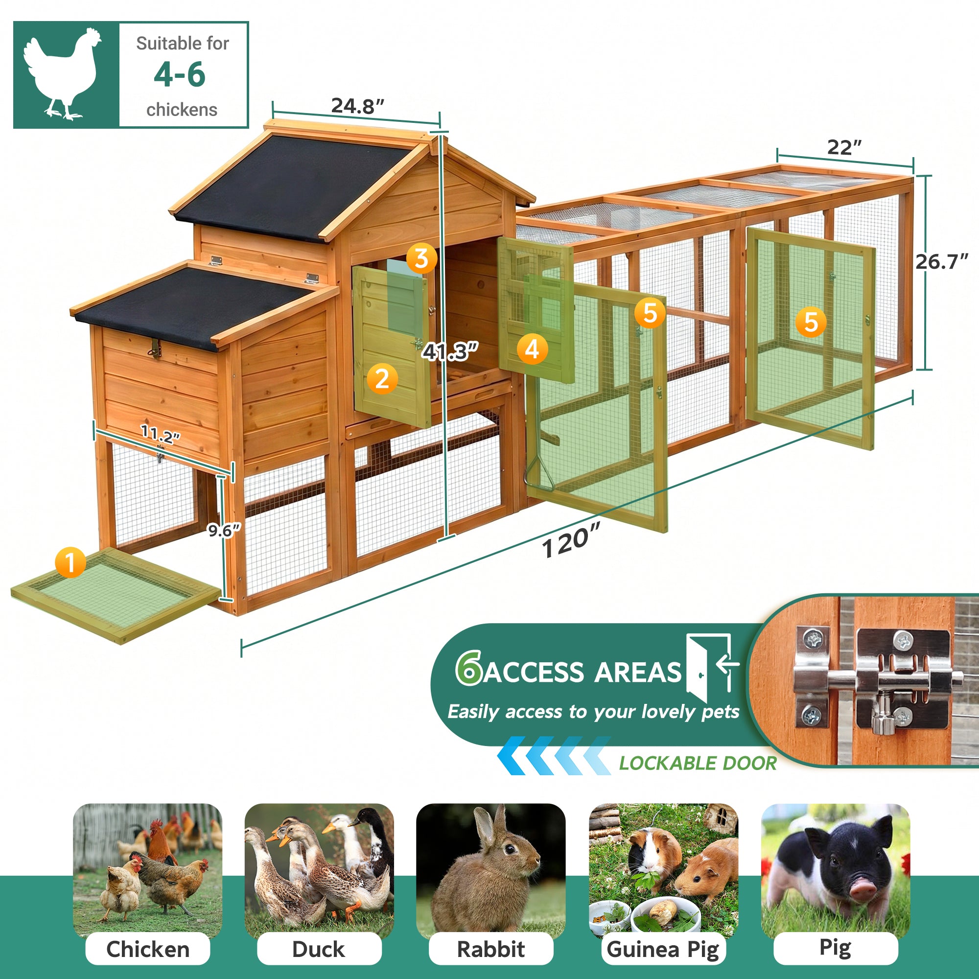 Large Chicken Coop with Run and Nest Box