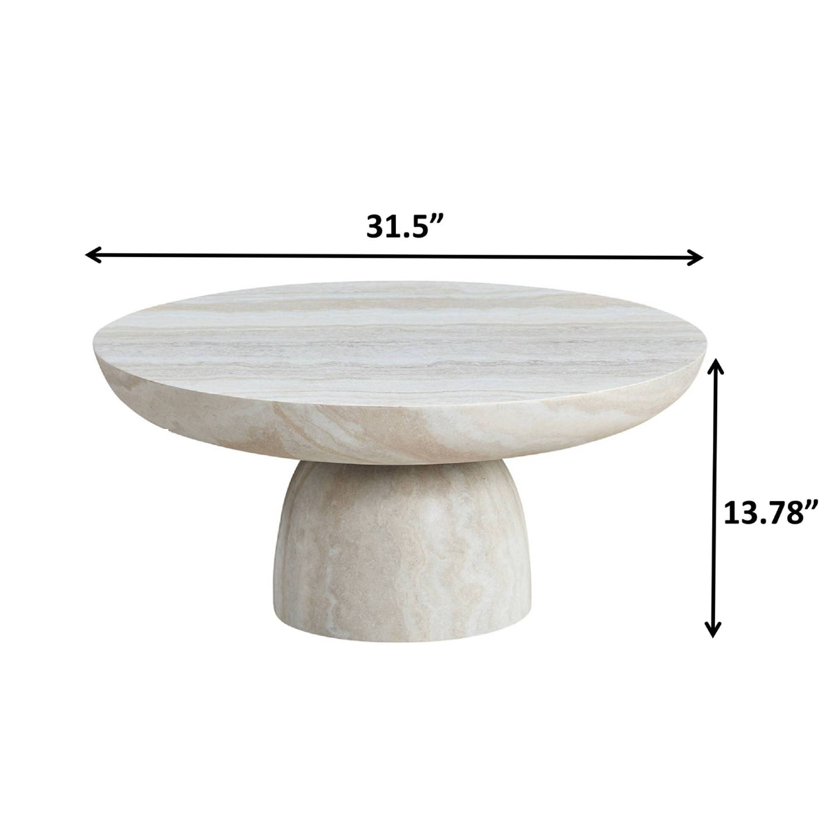 Mushroom Coffee Table, Round Fiberglass, 31.5-Inch, Beige