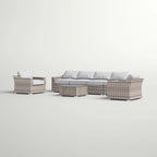 Fully Assembled 6-Person All-Weather Wicker Sectional Seating Group