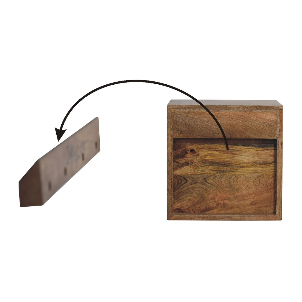 Solid Wood Floating Mini Classic Bedside, Wall-mounted, 1-Drawer, 1 Open Slot