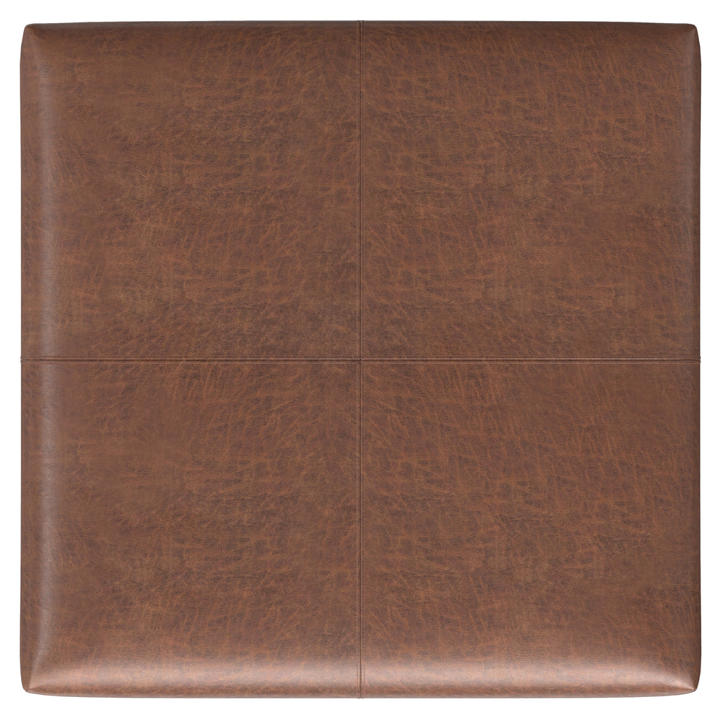 Gabbie 36 Inch Wide Square Coffee Table Storage Ottoman in Distressed Saddle