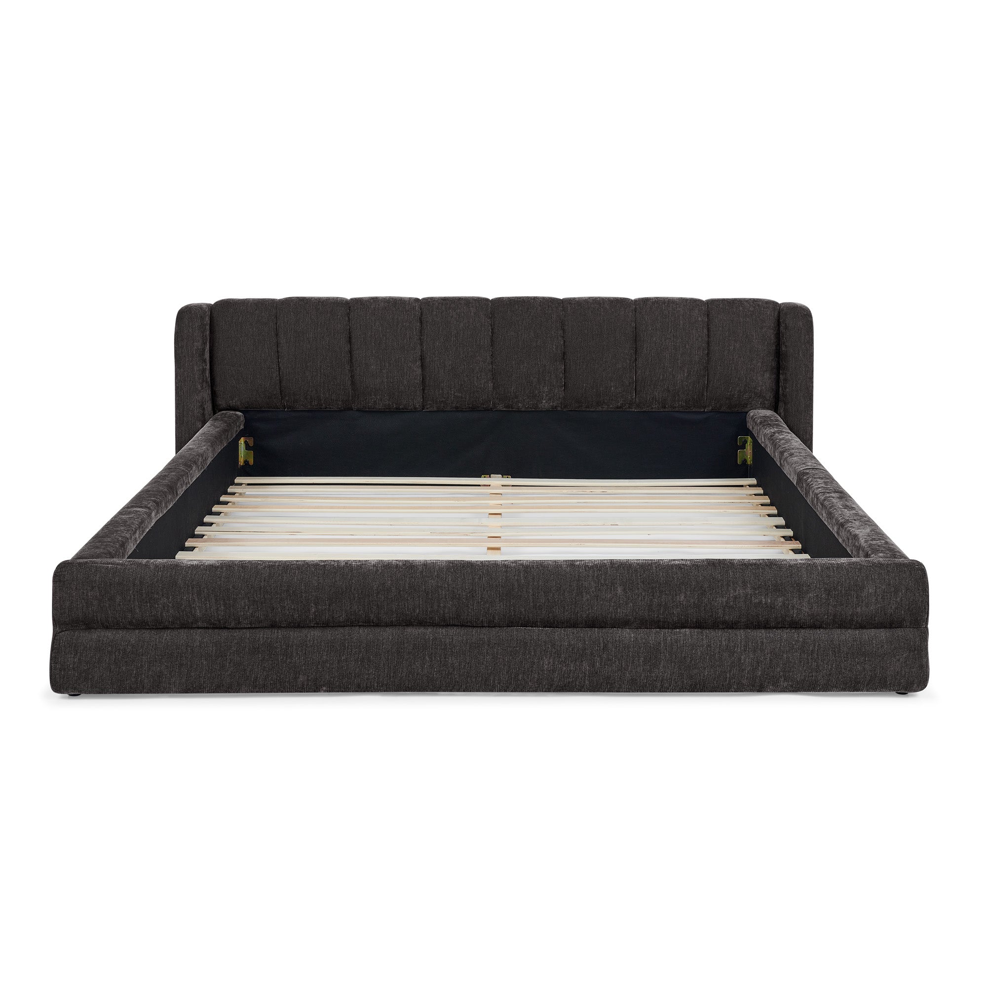 Queen Size Upholstered Bed Frame with Thick Fabric - Dark Grey