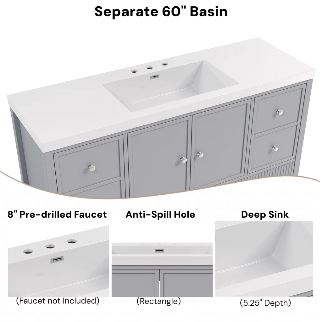 60" Bathroom Vanity with Separate Sink