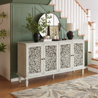 60" Antique Buffet Cabinet with Floral Carvings