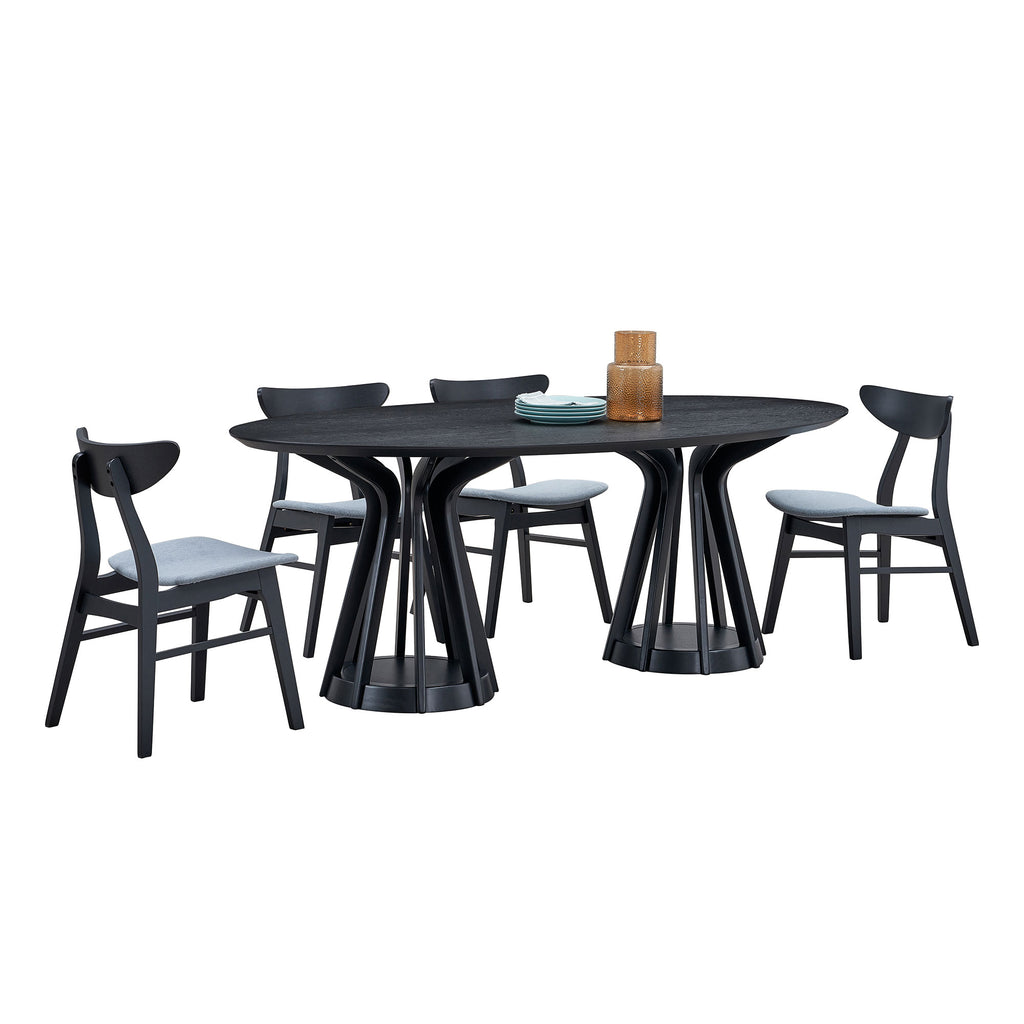 Modern 78.74 Inch Dining Table - Oval MDF Table with Sturdy Pedestal