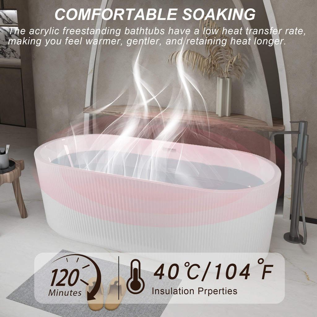 59" Linear Acrylic Freestanding Bathtub