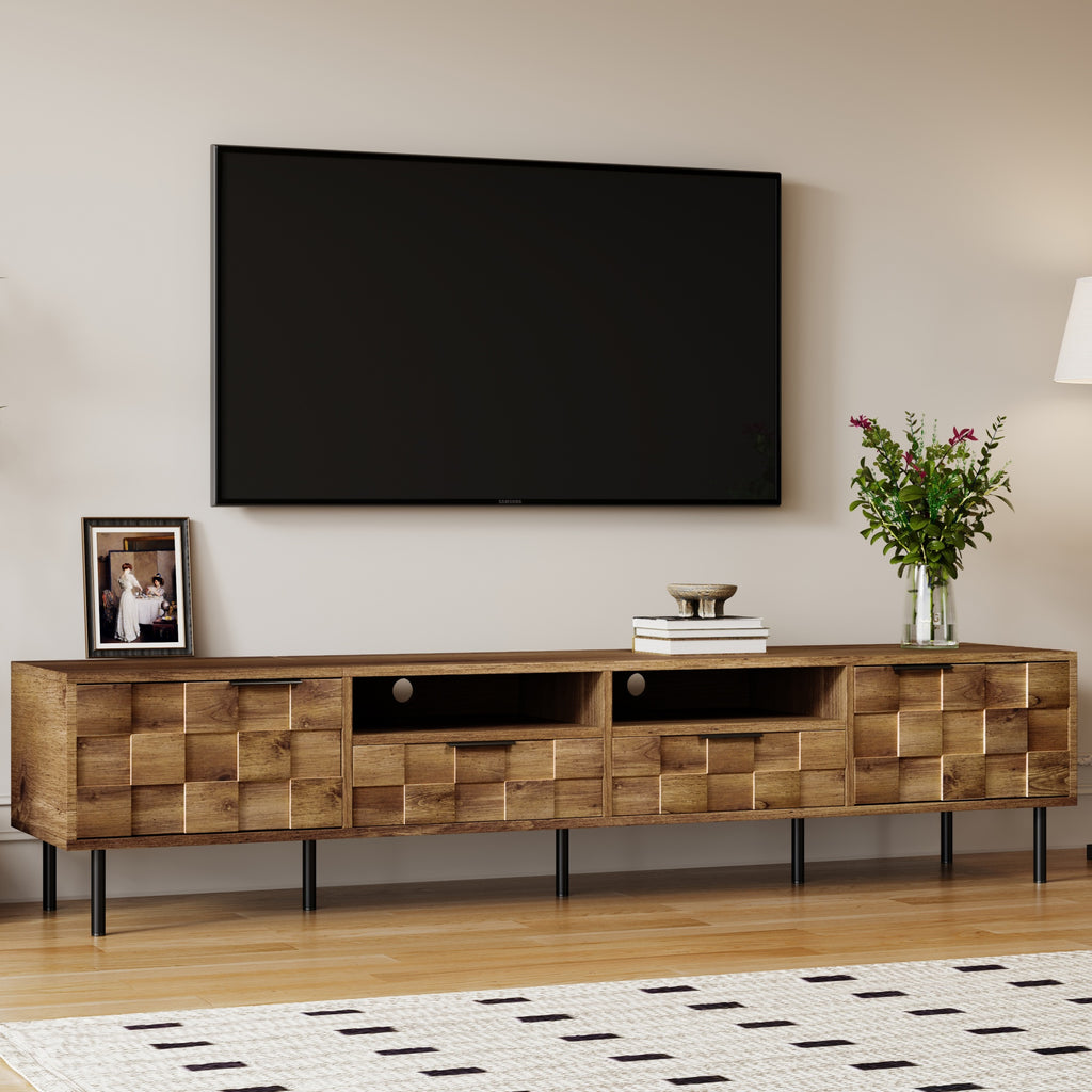 Mid Century TV Stand with 2 Drawers