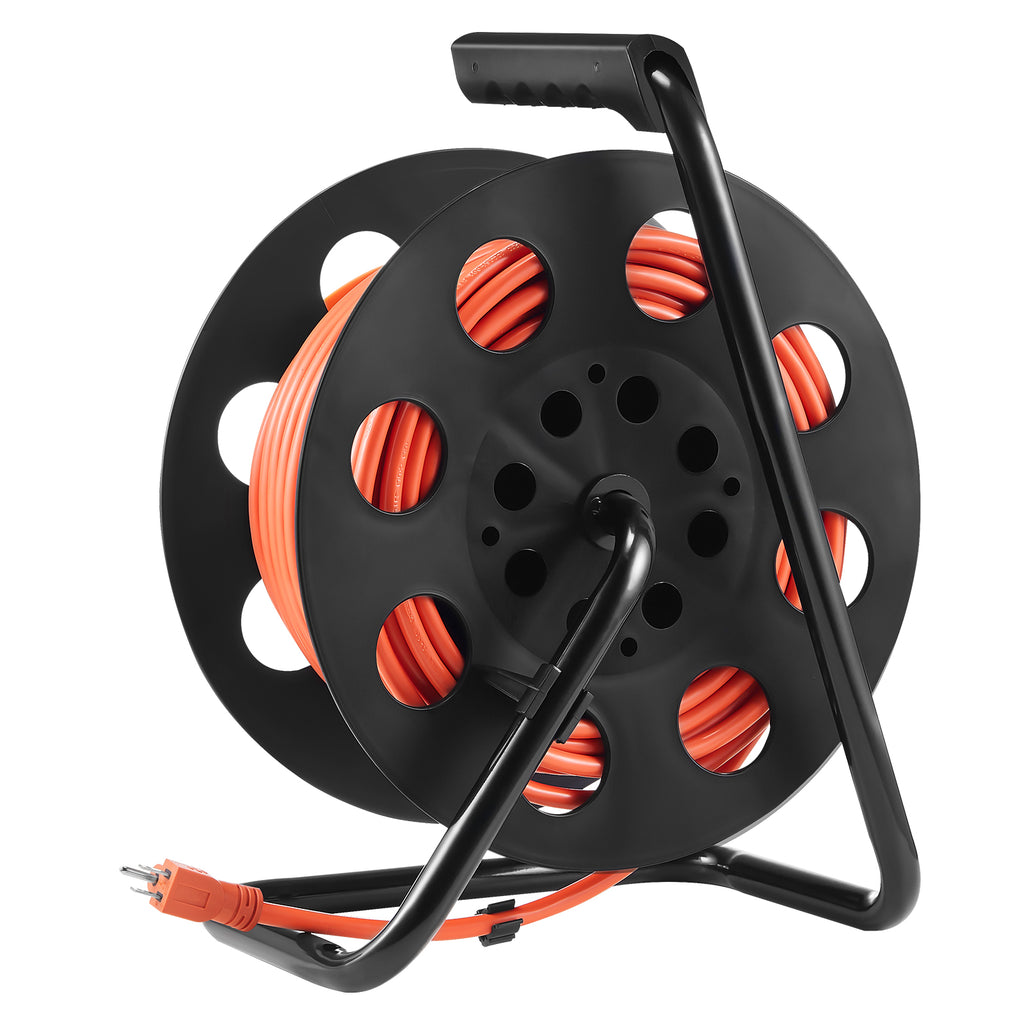 Heavy Duty 100FT Extension Cord Reel with 4 Outlets