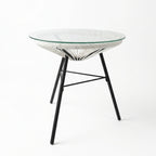Nusa Outdoor Synthetic Wicker Glass-Top Side Table