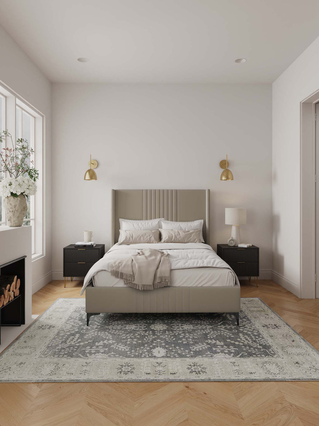 Promenade Upholstered Velvet Full Bed in Rustic