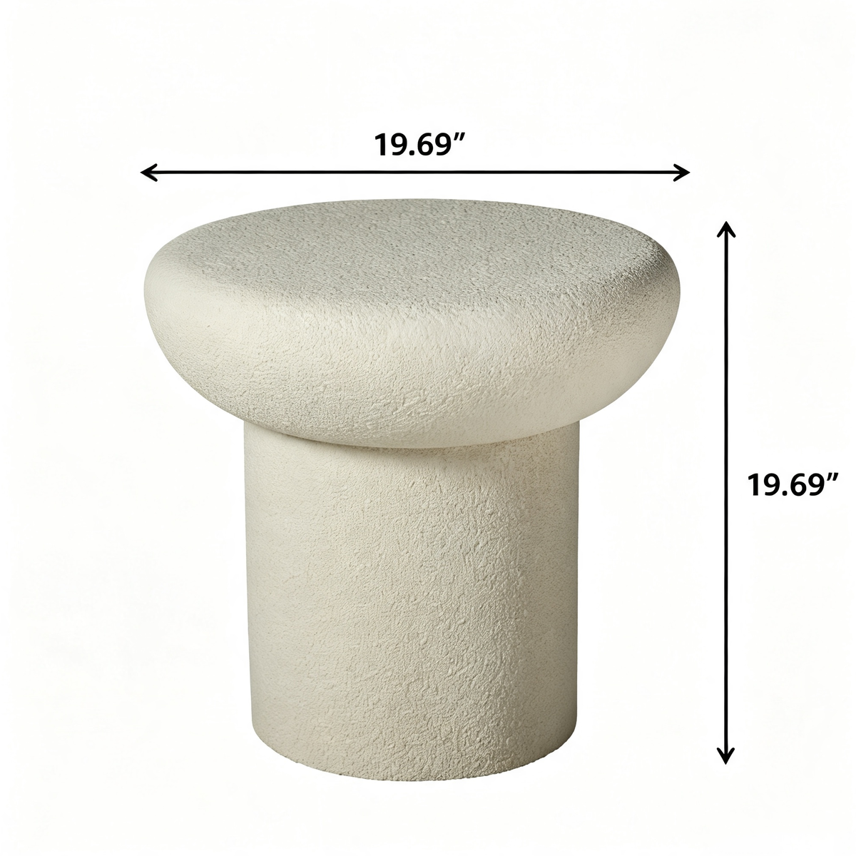 Round Mushroom Fiberglass Coffee Table, 19.69-Inch, Stone Textured, No Assembly