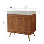 Mid-Century Freestanding Bathroom Vanity with Faux Marble Top