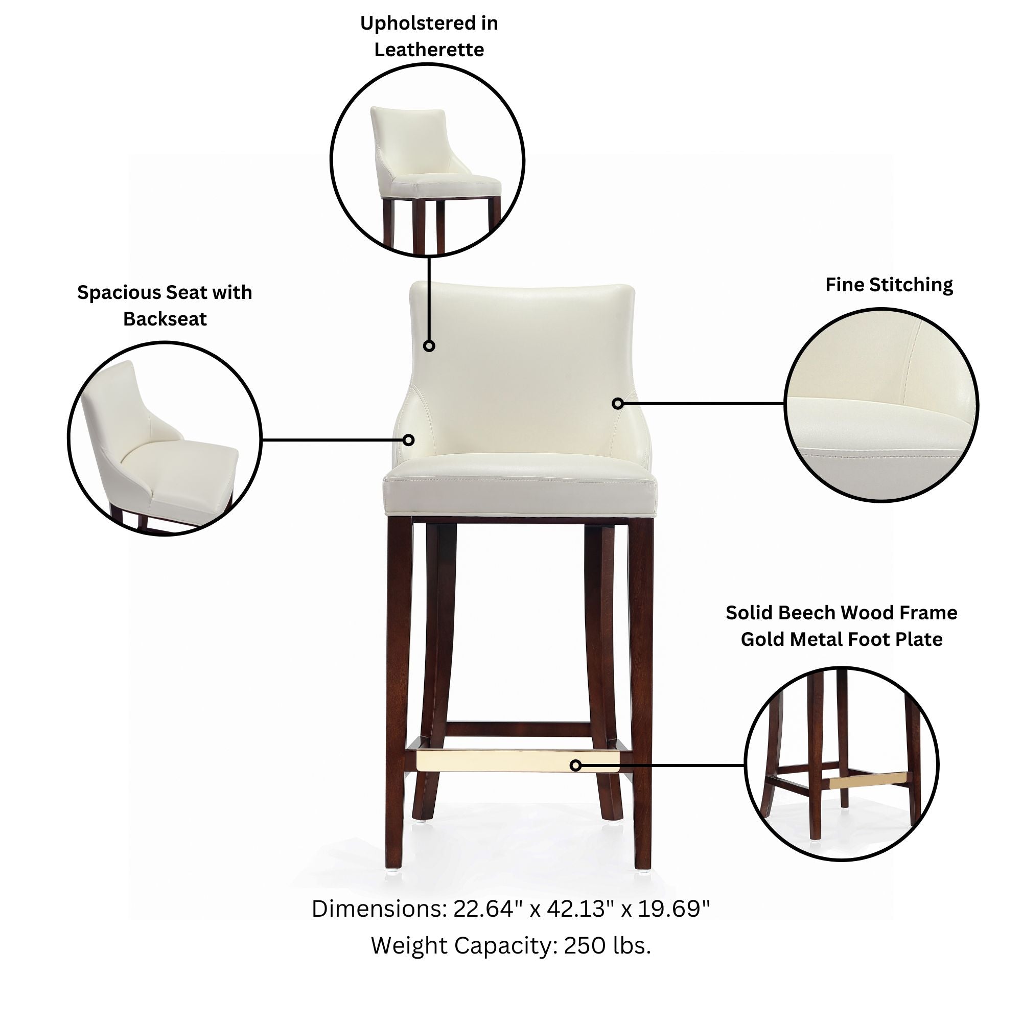 Shubert Wood Upholstered Barstool