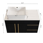 36" Wall-Mounted Bathroom Vanity with Vessel Sink