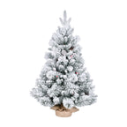 3FT Flocked Christmas Tree with Pine Cones & Berries