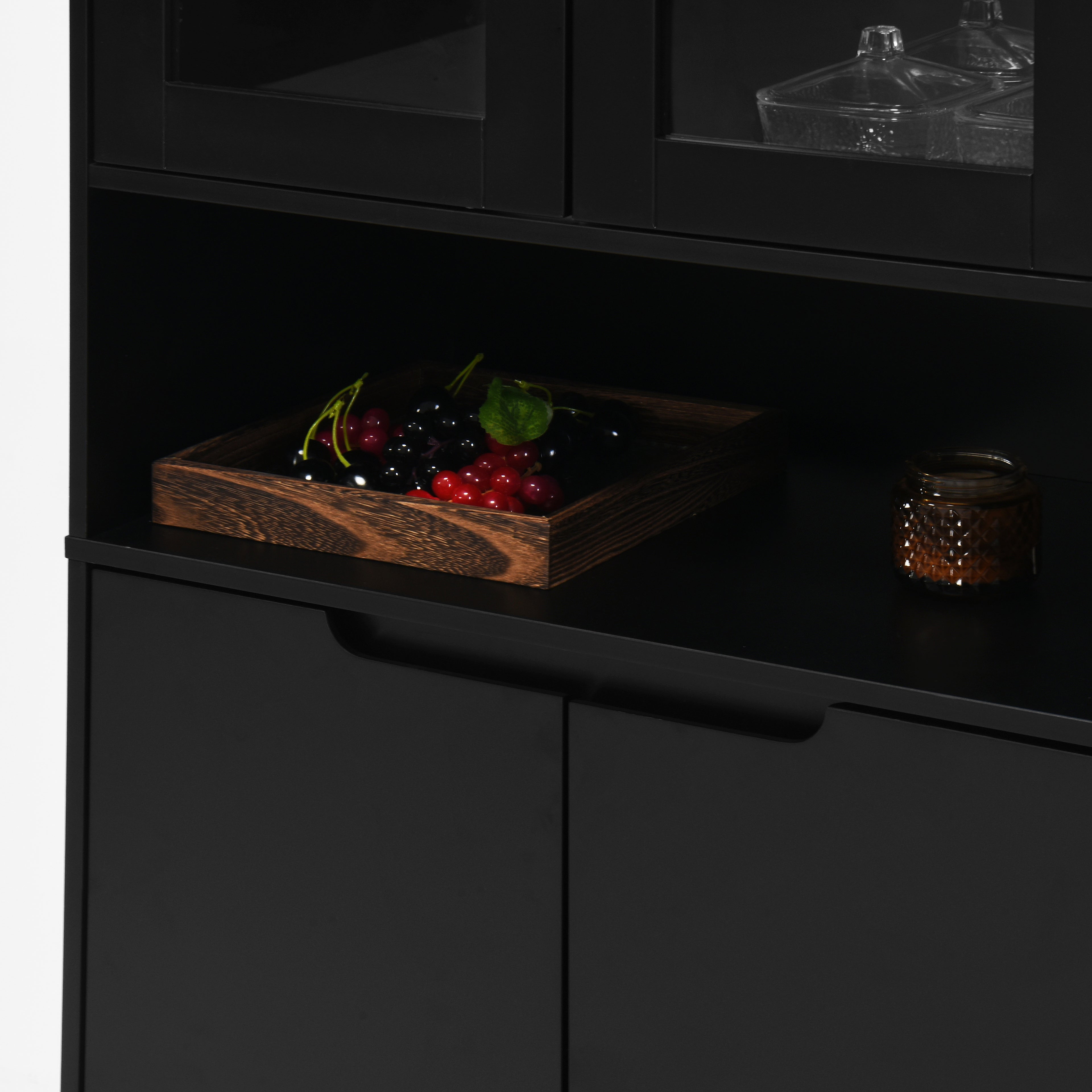 Tempered Glass Door Tall Storage Bookcase