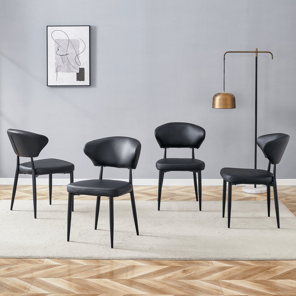 Black Minimalist Ergonomic Dining Chair - Set of 4