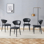 Black Minimalist Ergonomic Dining Chair - Set of 4
