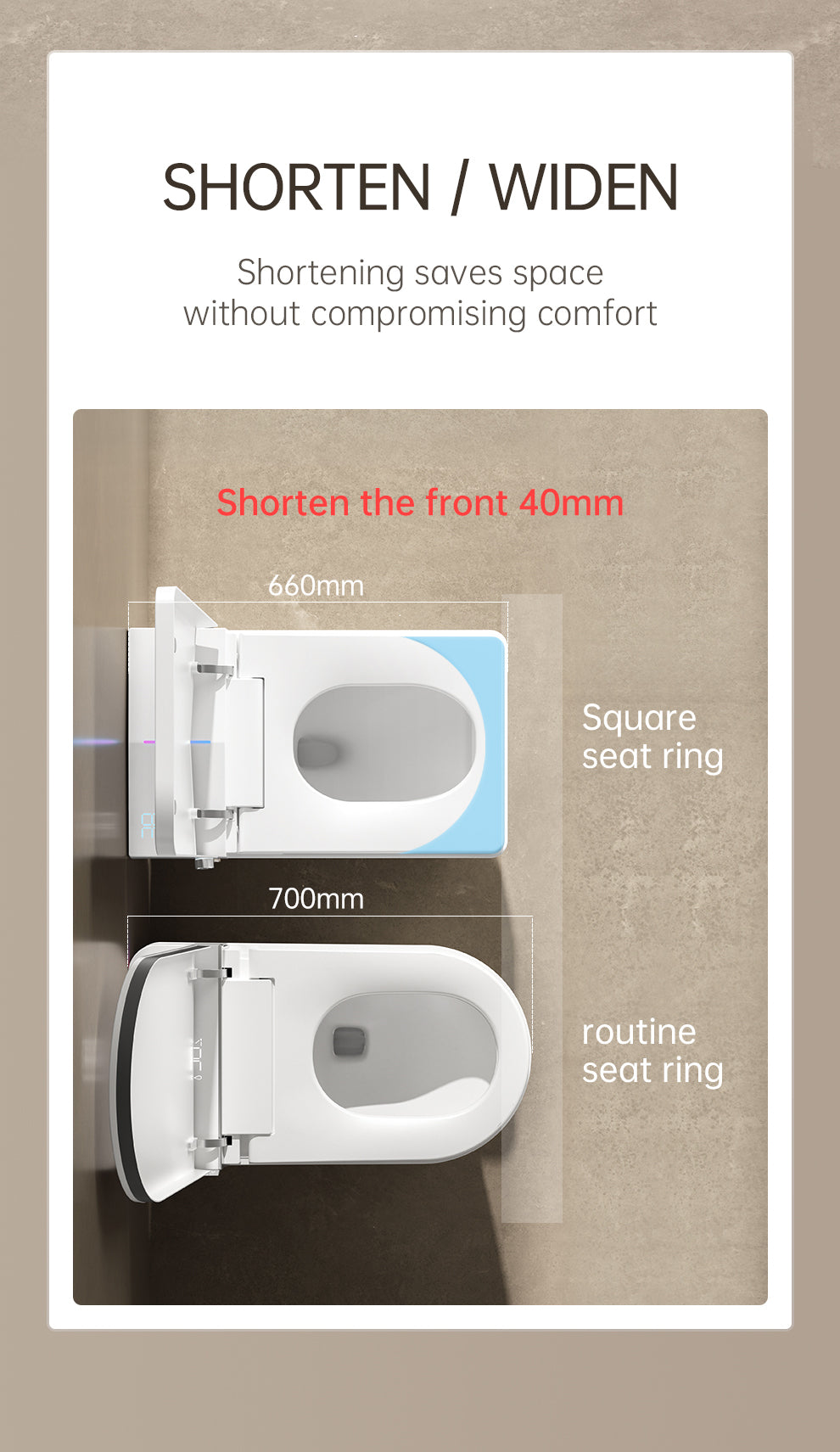 Square Smart Toilet with Built-in Tank
