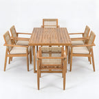 7 Pieces Acacia Wood Outdoor Dining Set with Cushions