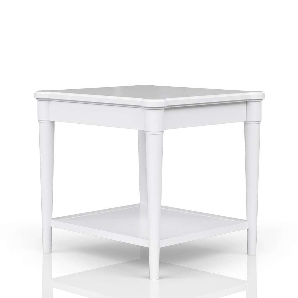 White Finished End Table With Storage Drawer