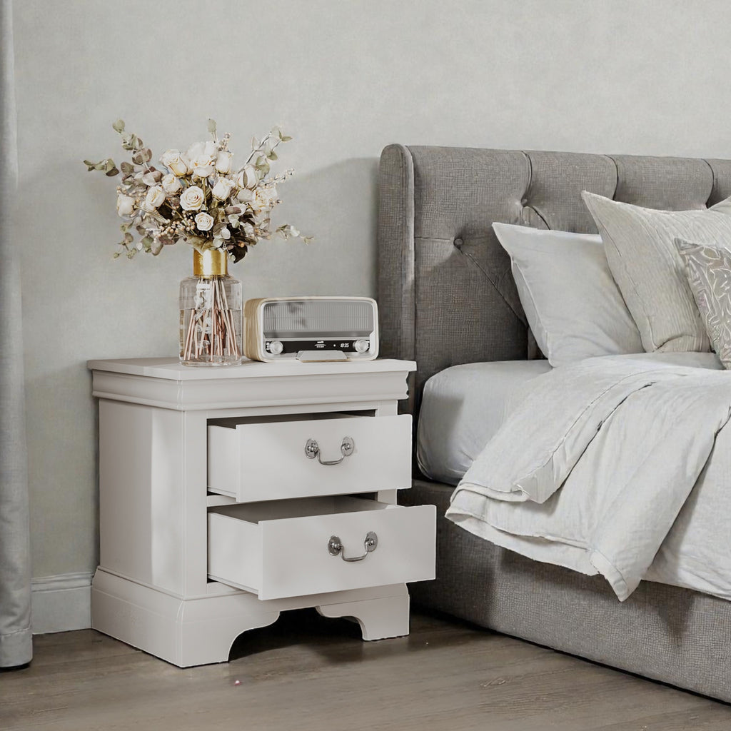 Classic Wooden Nightstand - White