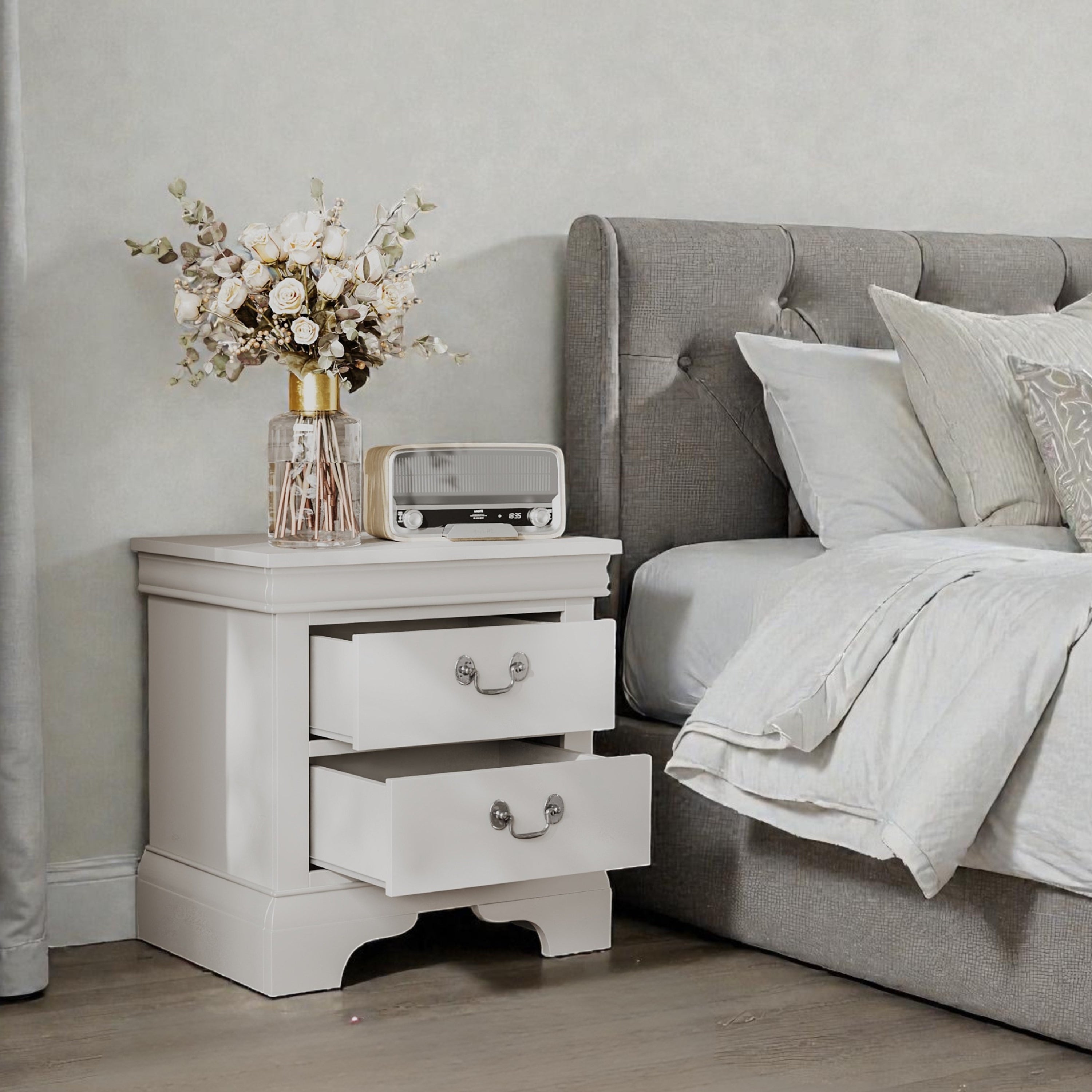 Classic Wooden Nightstand - White