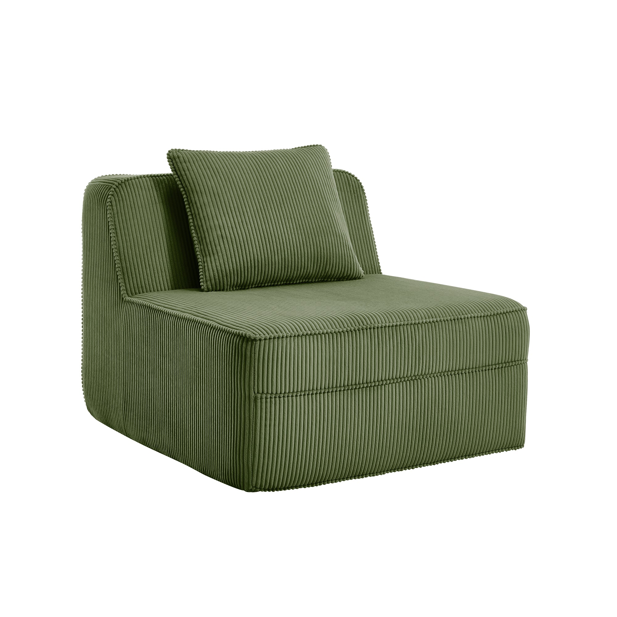 Armless Sofa with Pillow - Green