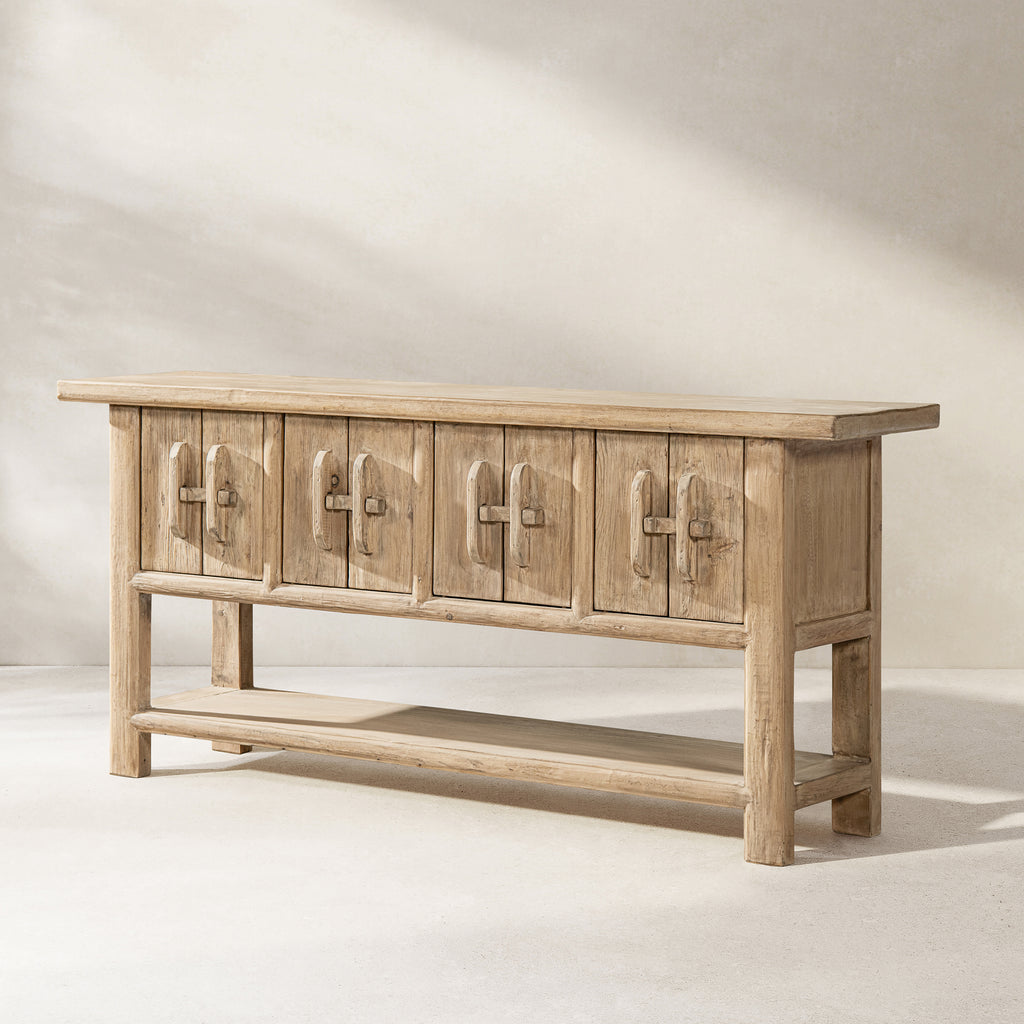 Rowan 78.5" Solid Reclaimed Pine Sideboard with Lower Shelf Heritage Light