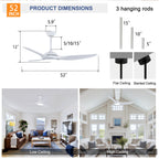 52 Inch ABS Blades Ceiling Fan With Light Kit