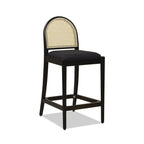 Panama 26.5" Curved Back Cane Rattan Counter Stool, Set of 2, Ebony