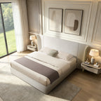 King Size Luxury Wing-Back Upholstered Bed Frame
