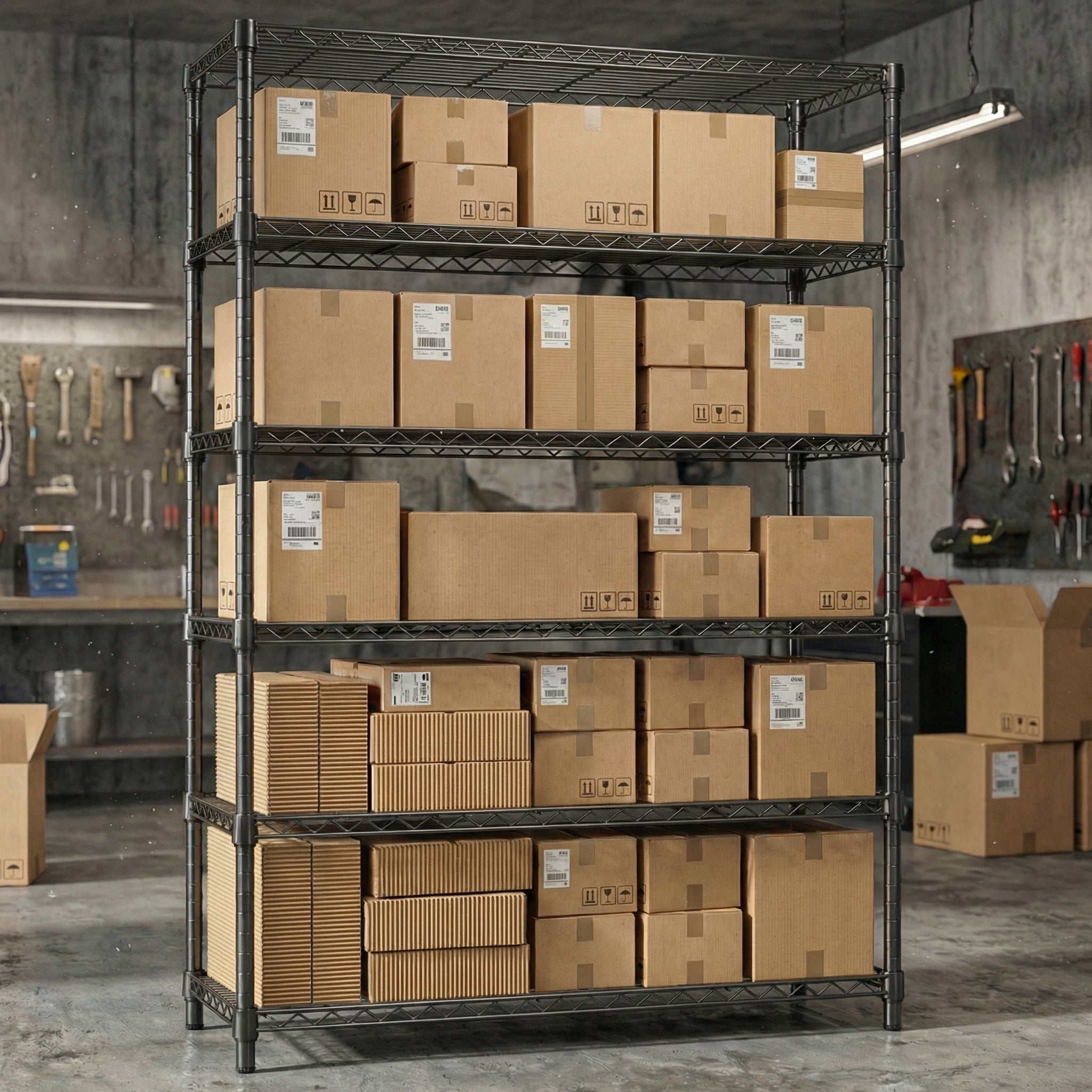 6 Tiers Storage Shelves - Heavy Duty Metal Shelving Unit