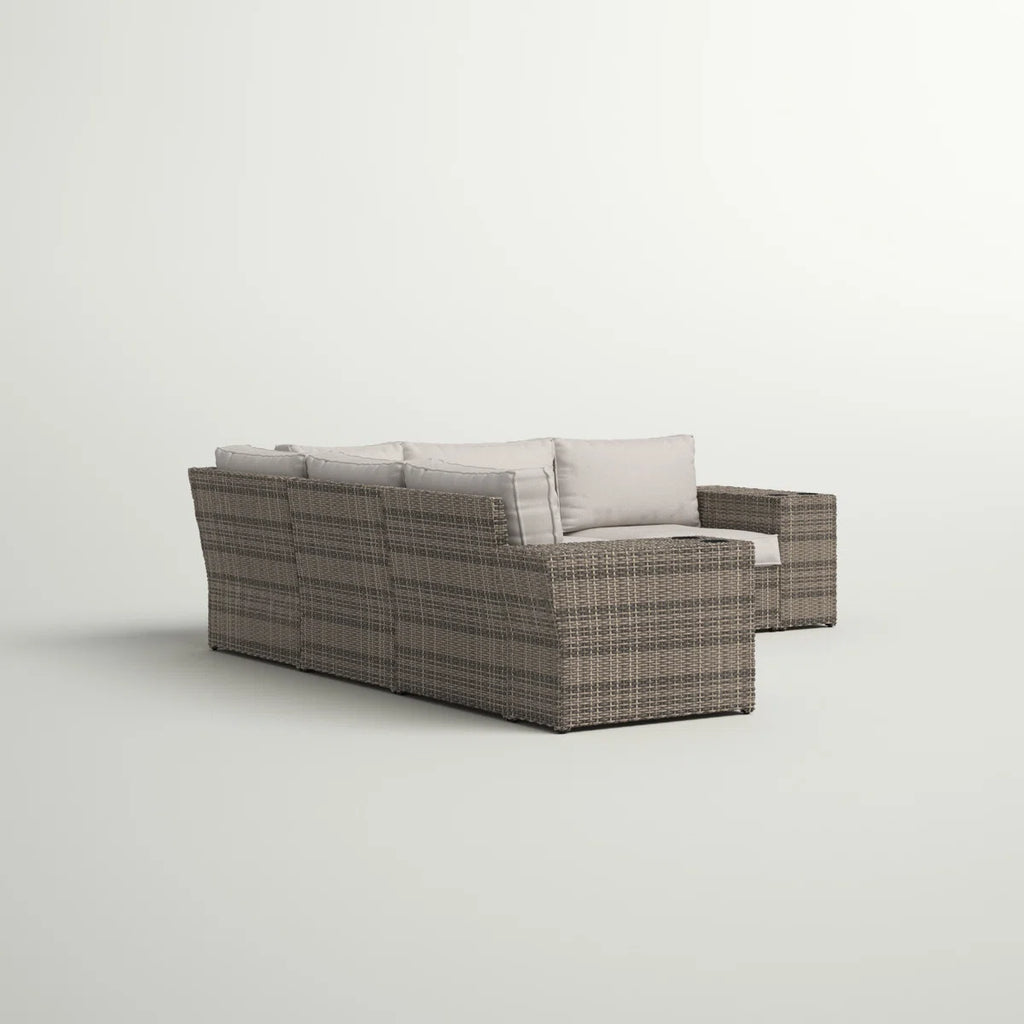 LSI 102'' Wide Outdoor Wicker Patio Sectional with Cushions
