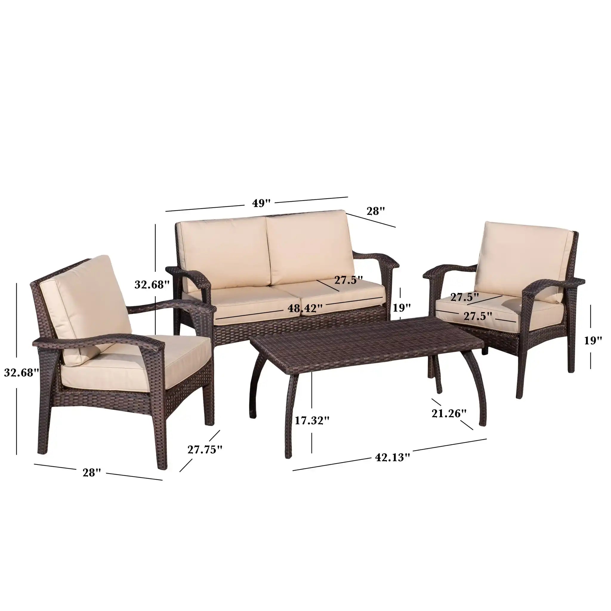 Honolulu 4-Piece Outdoor Wicker Seating Set