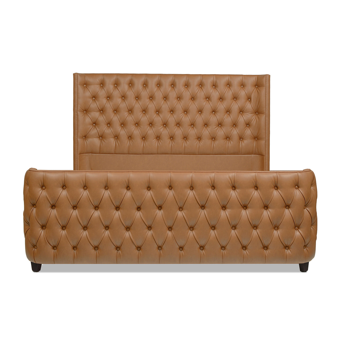 Brooklyn King Tufted Panel Bed Headboard and Footboard Set, Tan Brown