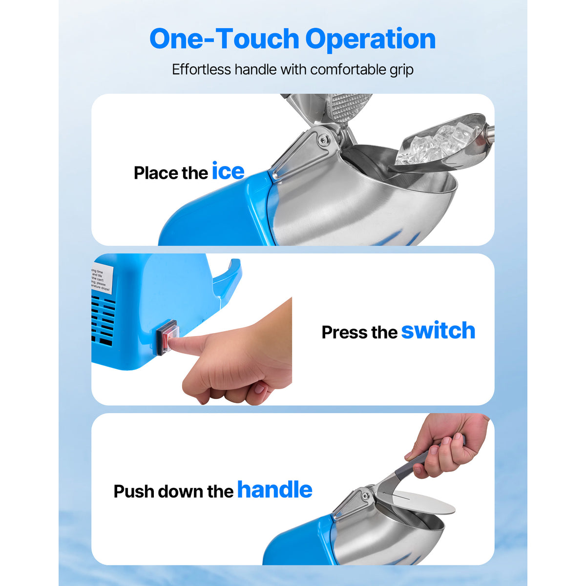 Ice Crusher Machine - 286lbs Per Hour Electric Snow Cone Maker