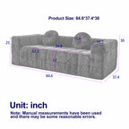 84.6-Inch Modern Boneless Couch with Two Circular Throw Pillows