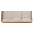 77.95" Outdoor Acacia Wood Frame Three-Seater Sofa