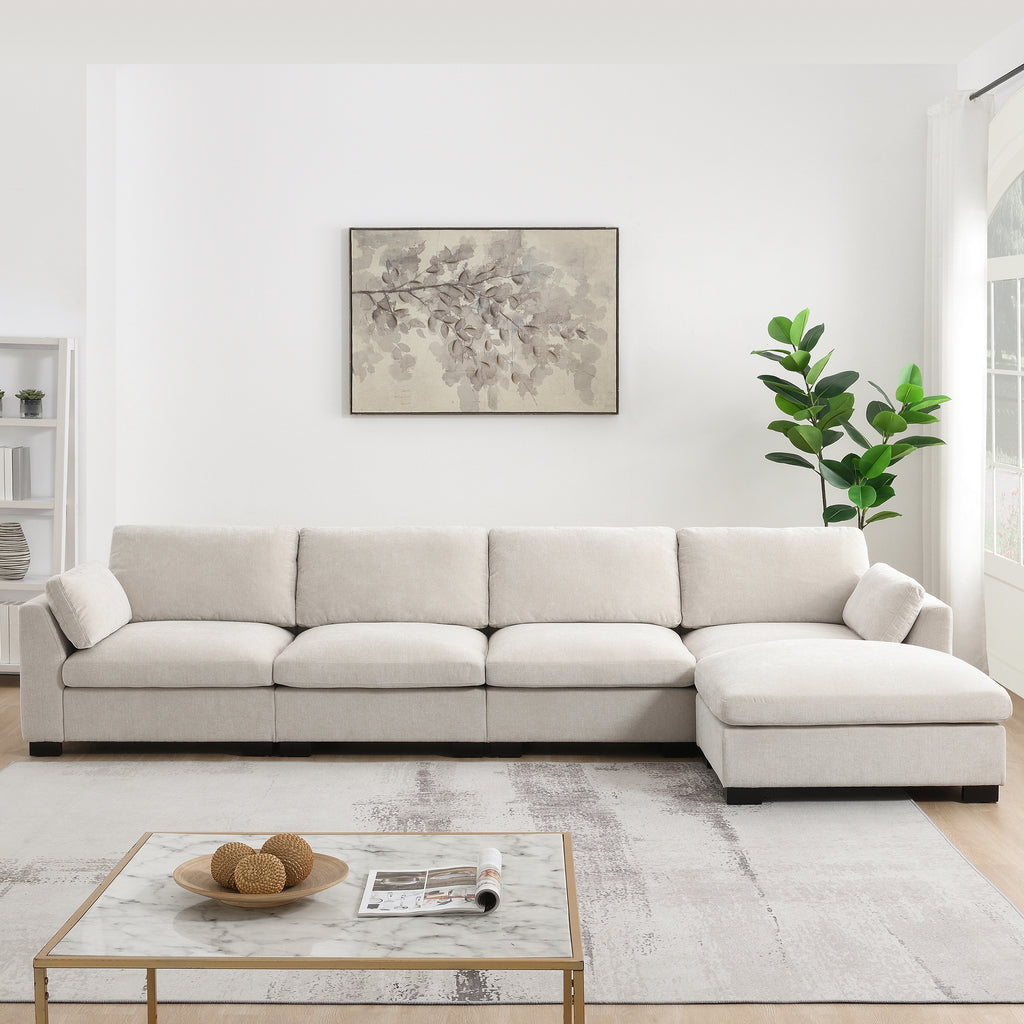 130" Modular Sectional Sofa with Folding Table and Charging Ports