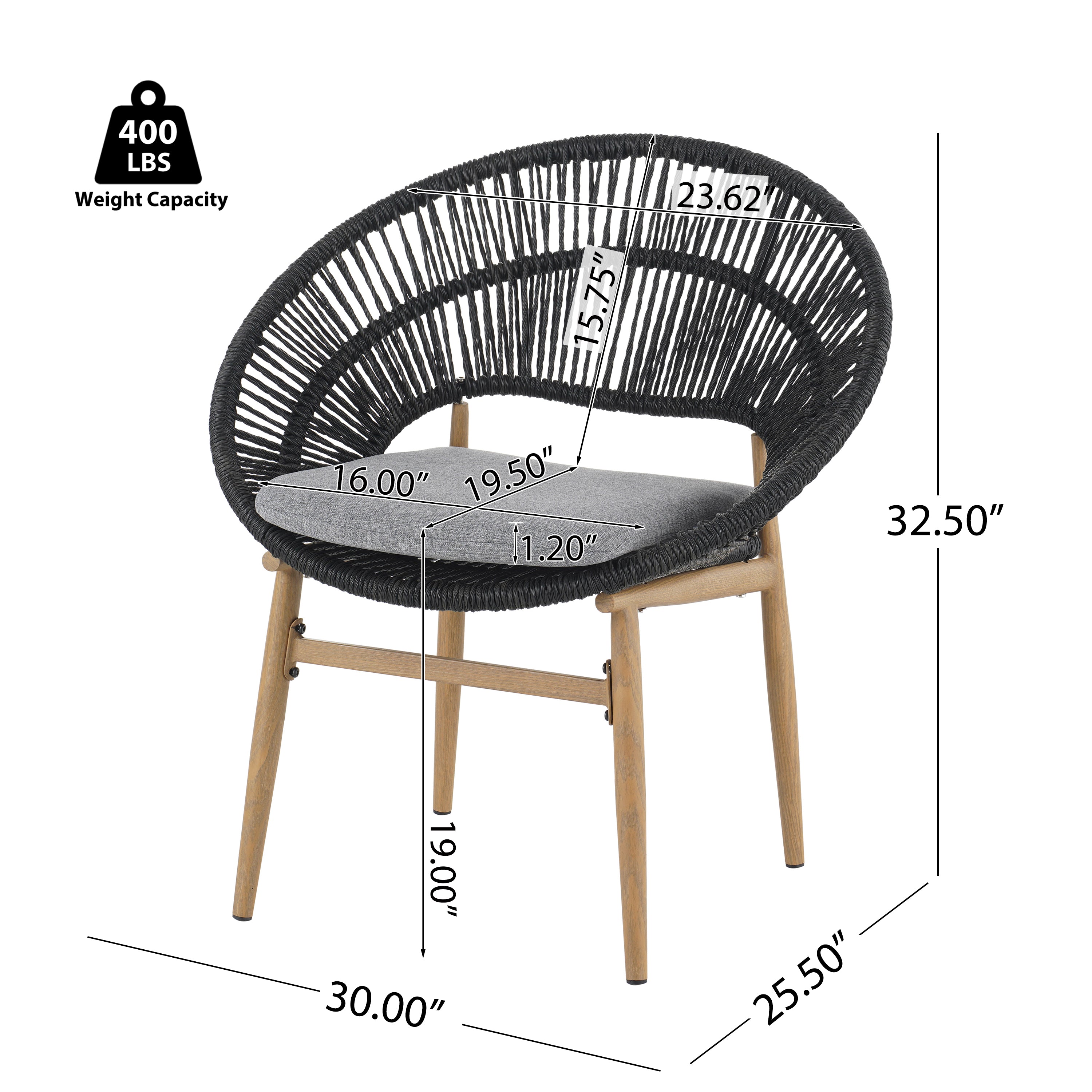 Cyril Outdoor Wicker Papasan Style Dining Chair
