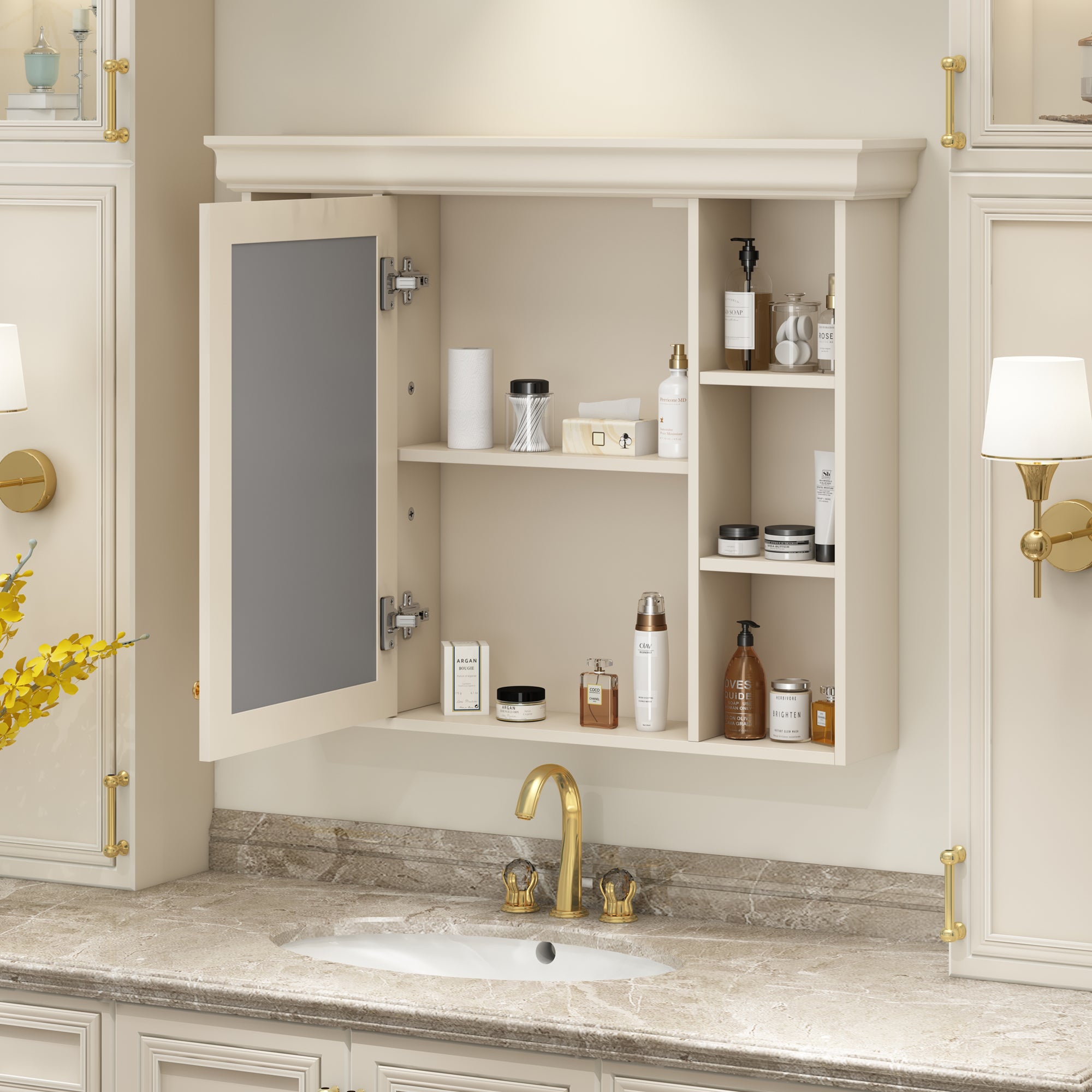 35'' x 28'' Wall Mounted Bathroom Storage Cabinet with Mirror