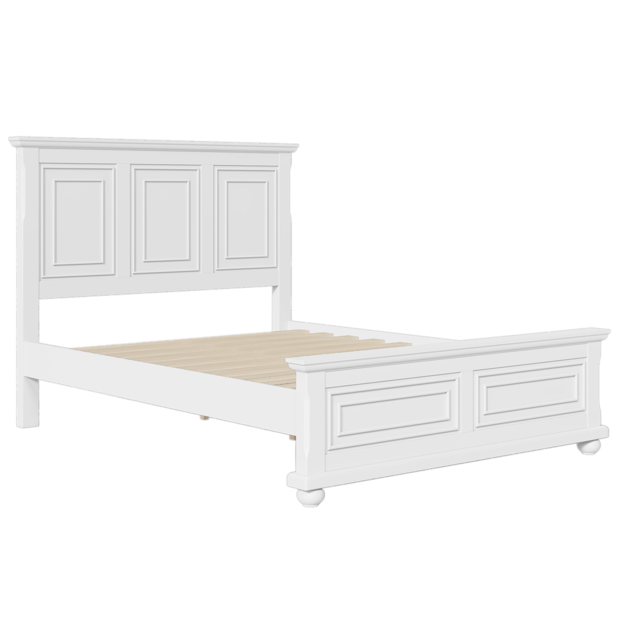 Traditional Town And Country Style Pinewood Vintage Tall Headboard Queen Bed Frame